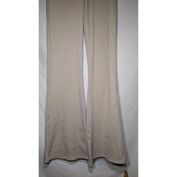 Zara Womens High Rise Flare Ribbed Knit Leggings Sz S Stretch Lounge - Picture 2 of 5